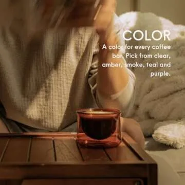 FLUR Latte Glass (Set of 2): For Lattes and Milk Drinks - Makes Latte Art Easier - Double-Walled Borosilicate Glass - Handmade - 7oz (Clear)