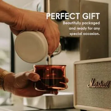 FLUR Latte Glass (Set of 2): For Lattes and Milk Drinks - Makes Latte Art Easier - Double-Walled Borosilicate Glass - Handmade - 7oz (Clear)