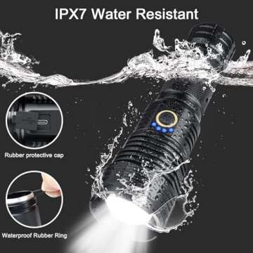 BengMxj Rechargeable LED Flashlights,990000 High Lumens Flashlight,XHP70 Tactical Flashlight with Zoomable, 5 Modes,Super Bright Waterproof Flashlights for Emergencies,Camping,Hiking,Home