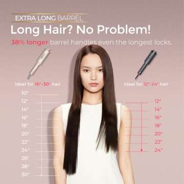 Upgraded Automatic Rotating Curling Iron - TYMO Long Barrel Curling Wand for Long Hair, Ceramic 1 Inch Hair Curler Anti-Scald, Tangle-Free, 600M Ionic, Dual Voltage for Easy Lasting Curls, Gold