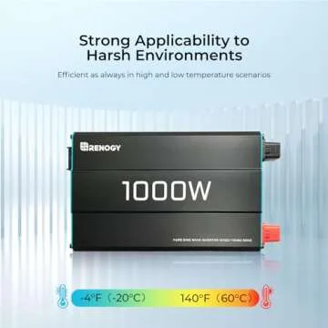 Renogy 1000W Pure Sine Wave Inverter 12V DC to 120V AC Converter for Home, RV, Truck, Off-Grid Solar Power 110V with Built-in 5V/2.1A USB Port, Hardwire Remote Controller