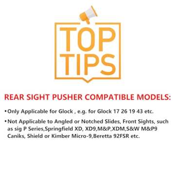 Pridefend Sight Pusher for Glock Square Slides,Sight Pusher Tool, Heavy Duty Pistol Rear Sight Pushe...