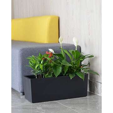 GardenBasix Self Watering Planter Pots 7.5 x 20 inch Indoor Outdoor Home Garden Herb Flower Pot for ...