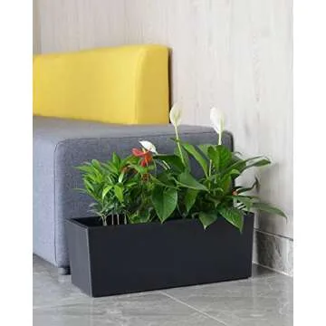 GardenBasix Self Watering Planter Pots 7.5 x 20 inch Indoor Outdoor Home Garden Herb Flower Pot for ...