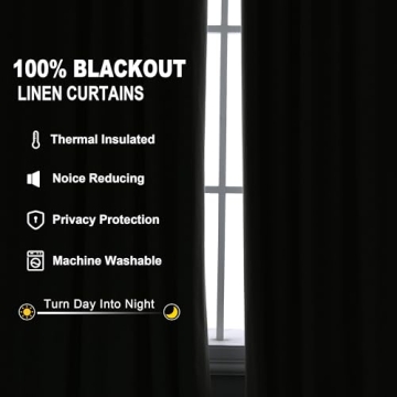 Joywell 100% Blackout Curtains - Elegant Linen Drapes for Home