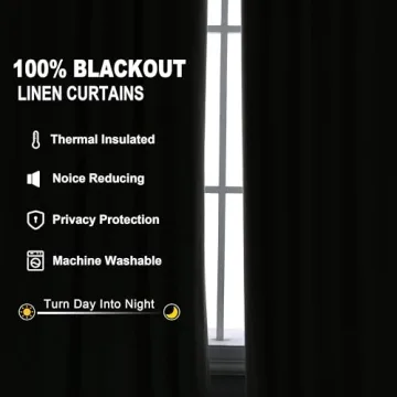 Joywell 100% Blackout Curtains - Elegant Linen Drapes for Home