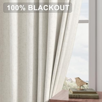 Joywell 100% Blackout Curtains - Elegant Linen Drapes for Home