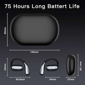 Hsility Wireless Earbuds Bluetooth Earbuds Built-in Mic with Ear Hooks 50H Playtime Ear Buds LED Display Charging Case Waterproof Design for Running Fitness