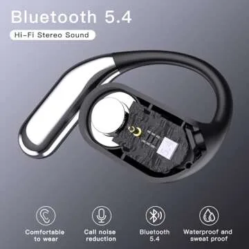Hsility Wireless Earbuds Bluetooth Earbuds Built-in Mic with Ear Hooks 50H Playtime Ear Buds LED Display Charging Case Waterproof Design for Running Fitness
