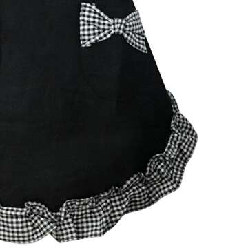 Rbenxia Women's Apron with Pockets Adjustable Bib Apron with Pockets Extra Long Ties Women Kitchen Apron for Cooking, Crafting, Gardening, Kitchen Women's Cake Apron With Pocket Black