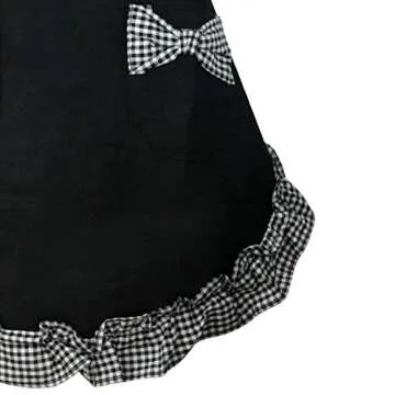 Rbenxia Women's Apron with Pockets Adjustable Bib Apron with Pockets Extra Long Ties Women Kitchen Apron for Cooking, Crafting, Gardening, Kitchen Women's Cake Apron With Pocket Black