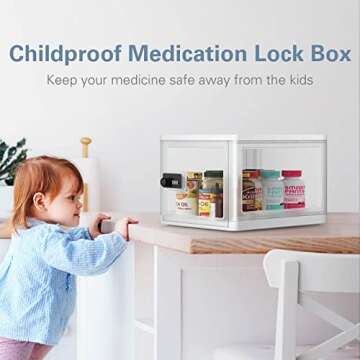 Medicine Lock Box for Safe Medication Storage, Lockable Storage Box for Refrigerator Food Safe, Comb...