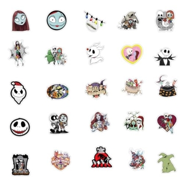 100Pcs The Nightmare Before Christmas Stickers for Water Bottles Skateboard Luggage Laptop Bumper Waterproof Vinyl Halloween Stickers Bulk for Boys Teens Adults (The Nightmare Before Christmas)