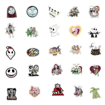 100Pcs The Nightmare Before Christmas Stickers for Water Bottles Skateboard Luggage Laptop Bumper Waterproof Vinyl Halloween Stickers Bulk for Boys Teens Adults (The Nightmare Before Christmas)