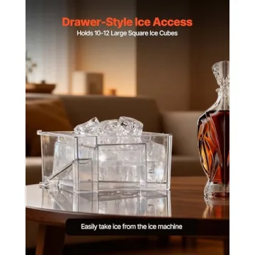 VEVOR Countertop Ice Maker, 22 lbs per Day, Self-Cleaning Portable Machine with Tong, Drawer-Style Ice Access, Ice-Making Machine with Large Square Cubes, for Home, Kitchen, Office, Bar & Party