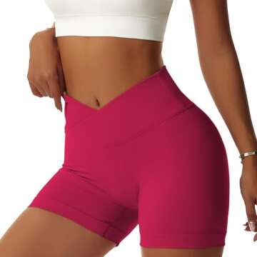 Vertvie Women's Workout Gym Shorts Booty V Cross Spandex Yoga Biker Shorts Scrunch Butt High Waisted Athletic Leggings (Red,Small)