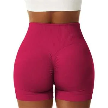 Vertvie Women's Workout Gym Shorts Booty V Cross Spandex Yoga Biker Shorts Scrunch Butt High Waisted Athletic Leggings (Red,Small)