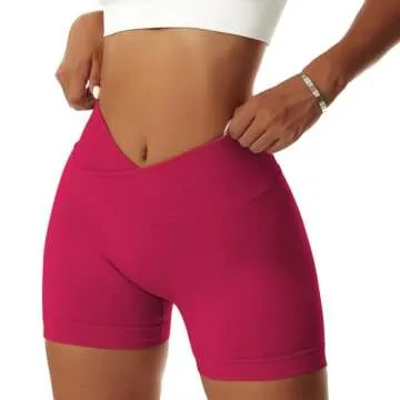 Vertvie Women's Workout Gym Shorts Booty V Cross Spandex Yoga Biker Shorts Scrunch Butt High Waisted Athletic Leggings (Red,Small)