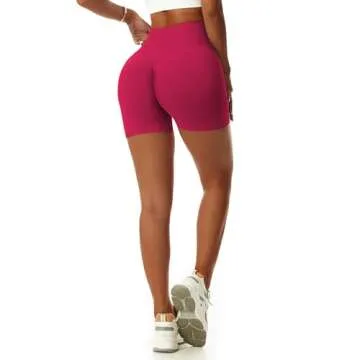 Vertvie Women's Workout Gym Shorts Booty V Cross Spandex Yoga Biker Shorts Scrunch Butt High Waisted Athletic Leggings (Red,Small)
