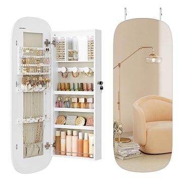 SONGMICS Jewelry Organizer with Lockable Mirror