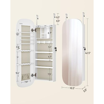 SONGMICS Jewelry Organizer with Lockable Mirror