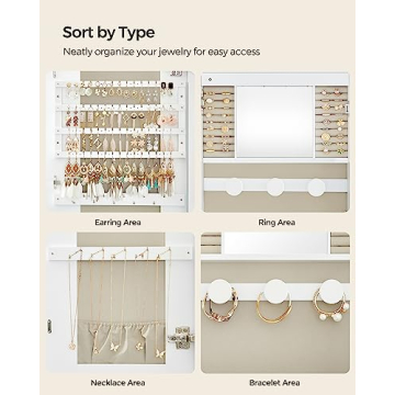 SONGMICS Jewelry Organizer with Lockable Mirror