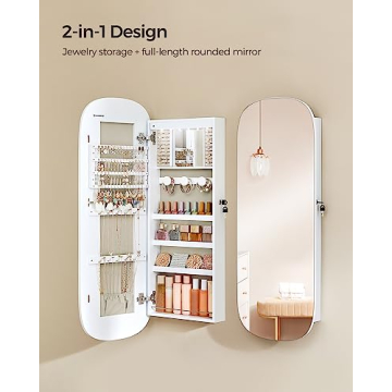 SONGMICS Jewelry Organizer with Lockable Mirror