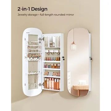 SONGMICS Jewelry Organizer with Lockable Mirror