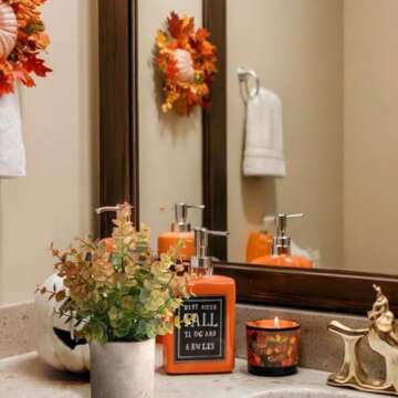 Coferset 2 Pack Fall Small Fake Plants Eucalyptus Potted Fall Artificial Plants Fall Decorations for...