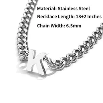 DuoDiner Letter L Necklace for Men & Women Initial Jewelry