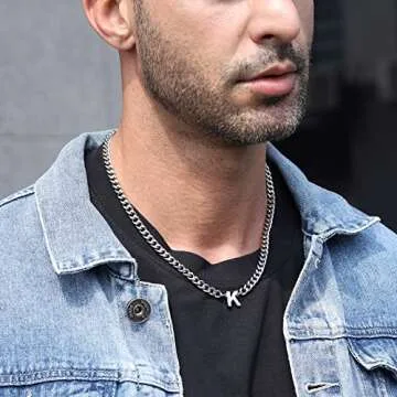 DuoDiner Letter L Necklace for Men & Women Initial Jewelry