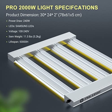 Phlizon Pro 2000 LED Grow Light for Indoor Plants