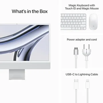 Apple 2023 iMac All-in-One Desktop Computer with M3 chip: 8-core CPU, 10-core GPU, 24-inch Retina Display, 8GB Unified Memory, 256GB SSD Storage, Matching Accessories. Works with iPhone/iPad; Silver