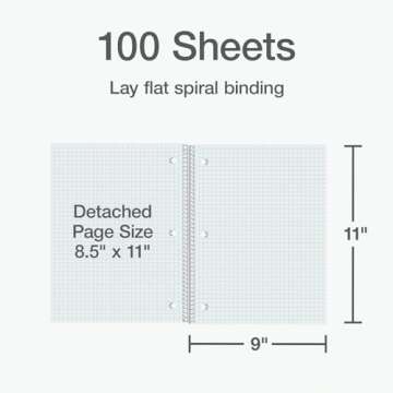 Oxford 1 Subject Graph Notebook - Pack of 3 Quad Ruled (4 X 4) - 8.5 x 11 Grid Paper Notebook - Black Red, And White Covers, 100 Perforated Sheets - For Math, Drawing, And Engineering