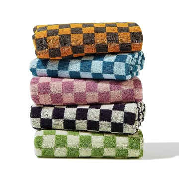 Madi-Cadi Luxurious Checkered Cotton Hand Towels Set of 5