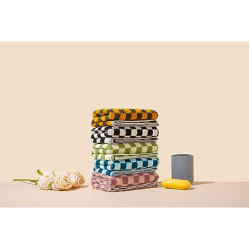 Madi-Cadi Luxurious Checkered Cotton Hand Towels Set of 5