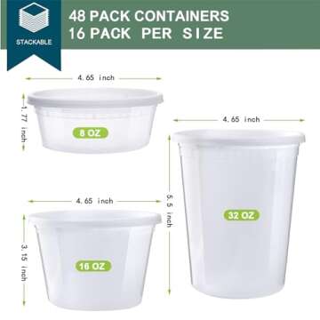vivigu Deli Containers with Lids 48 Sets [8,16, 32 oz 16 Each ] - Food Storage Containers with Lids ...