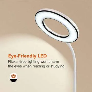 Miady LED Desk Lamp Eye-Caring Table Light, 3 Color Modes with 4 Levels of Brightness, Dimmable with Adapter, Touch Control Sensitive, 360° Flexible