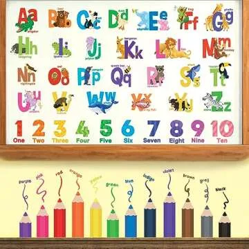 DECOWALL Alphabet Numbers Colorful Wall Decals for Kids