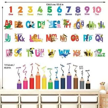 DECOWALL Alphabet Numbers Colorful Wall Decals for Kids