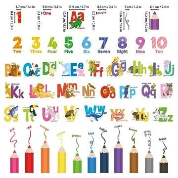 DECOWALL Alphabet Numbers Colorful Wall Decals for Kids