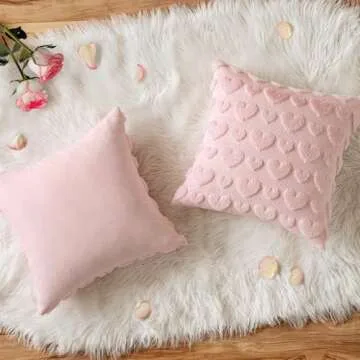 Heart Pillow Covers for Valentine's Day Soft Plush Cushion
