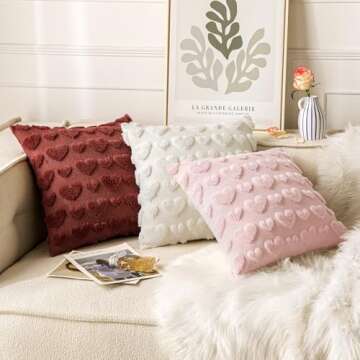 Heart Pillow Covers for Valentine's Day Soft Plush Cushion