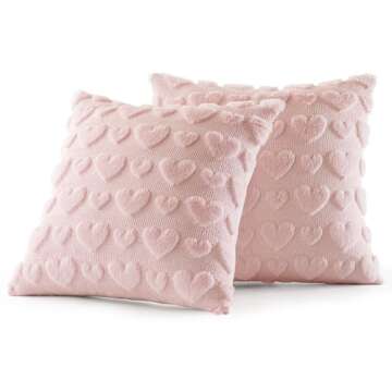 Heart Pillow Covers for Valentine's Day Soft Plush Cushion