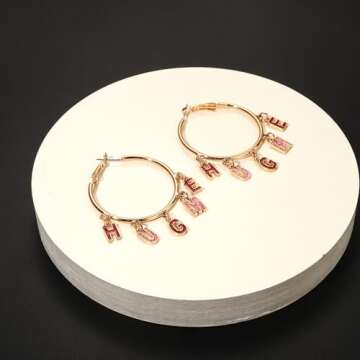 Boderier Valentines Earrings for Women XOXO HUGE ME Dangle Hoop Earrings Valentines Day Gifts for Women (HUG ME)