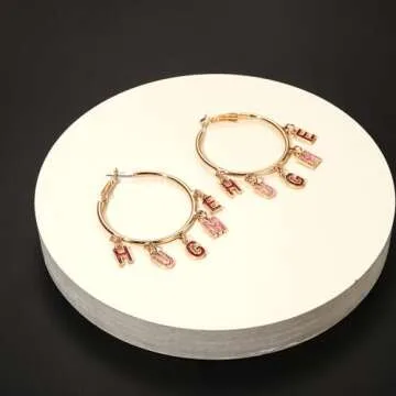 Boderier Valentines Earrings for Women XOXO HUGE ME Dangle Hoop Earrings Valentines Day Gifts for Women (HUG ME)