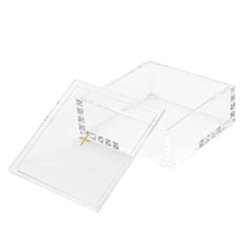 russell+hazel Acrylic Bloc Desktop or Drawer Stackable Organizer, Office Supplies, Clear, with Lid, ...