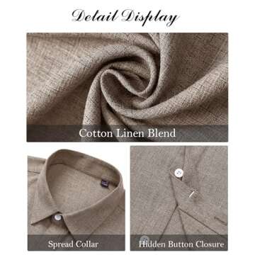 J.VER Men's Cotton Linen Short Sleeve Shirts Casual Button Down Shirt for Men Beach Summer Vacation Wedding Tops Khaki X-Large