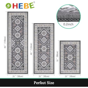 HEBE Boho Kitchen Rug Sets Non-Slip Washable and Stylish
