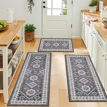 HEBE Boho Kitchen Rug Sets Non-Slip Washable and Stylish